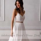 Vestido de novia de dos piezas NumberSea Vestidos para una recepción nupcial bohemia elegante Vestidos de fiesta de boda 2020 Vestidos de novia de playa de encaje Trouwjurk 