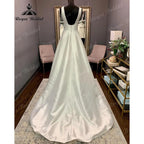 Vestito da Sposa Vintage Backless Robe Crepe Satin Wedding Dress Sleeveless Women Bridal Gowns Hochzeitskleid Custom Made