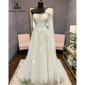 Vestido de novia vintage de encaje sin espalda de un hombro para mujer Apliques de hombros descubiertos Vestido de novia abito da sposa NumberSea
