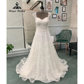 Vestido de novia vintage con escote corazón, encaje completo y hombros descubiertos para novia 2024, vestido de novia con manga corta desmontable NumberSea 