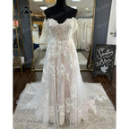Vestido de novia vintage sin hombros, de encaje floral, color rosa empolvado, sin espalda, hecho a medida para mujer, hochzeitskleid