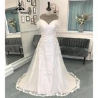 Vintage Off-Shoulder Hochzeitskleid mit Flügelärmeln Spitze Applikation Brautkleid für Damen Schleppe suknia slubna Roycebrida