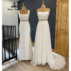 Vestido de novia vintage de dos piezas de satén suave estilo bohemio para playa, estilo campestre, para mujer, 2024, para cena o boda. 