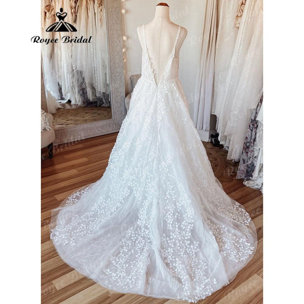 Vestido de novia vintage de encaje estilo playa, corte A, espalda abierta, 2025, blanco roto, para novias, número de modelo: Brautkleider. 