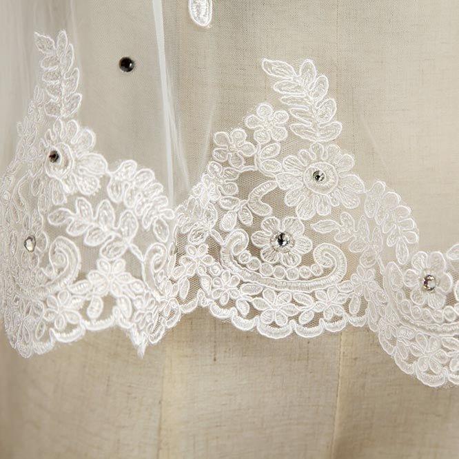 NumberSea - Women's Wrap Shrugs Shawls Tulle Wedding Party / Evening Appliques Flower Lace with Beading