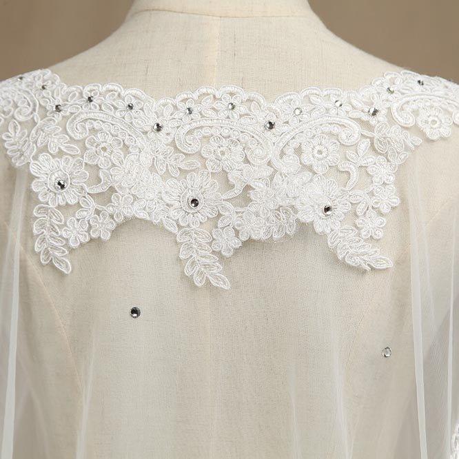 NumberSea - Women's Wrap Shrugs Shawls Tulle Wedding Party / Evening Appliques Flower Lace with Beading