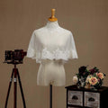NumberSea - Women's Wrap Shrugs Shawls Tulle Wedding Party Appliques Flower Lace Wedding Capelets with Buttons