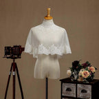 NumberSea - Women's Wrap Shrugs Shawls Tulle Wedding Party Appliques Flower Lace Wedding Capelets with Buttons