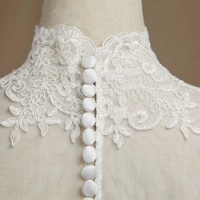 NumberSea - Women's Wrap Shrugs Shawls Tulle Wedding Party Appliques Flower Lace Wedding Capelets with Buttons