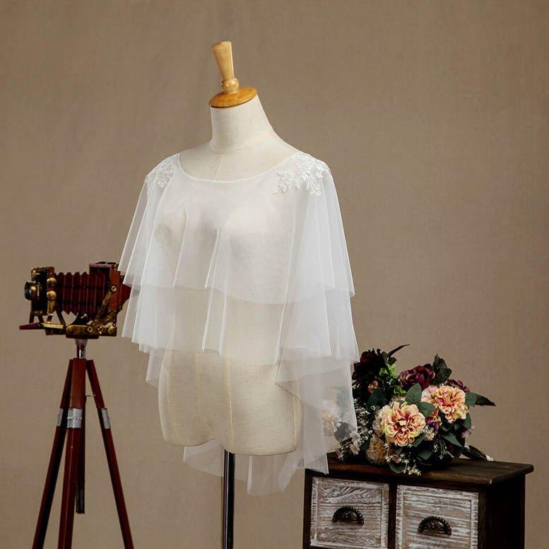NumberSea - Women's Wrap Shrugs Shawls Tulle Wedding Party / Evening Appliques Flower Lace