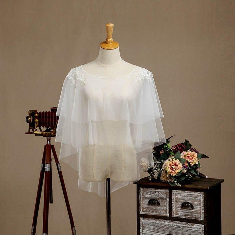 NumberSea - Women's Wrap Shrugs Shawls Tulle Wedding Party / Evening Appliques Flower Lace