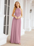 Numbersea Halter Sleeveless Bridesmaid Dresses Long for Party Wedding Evening 28054-numbersea