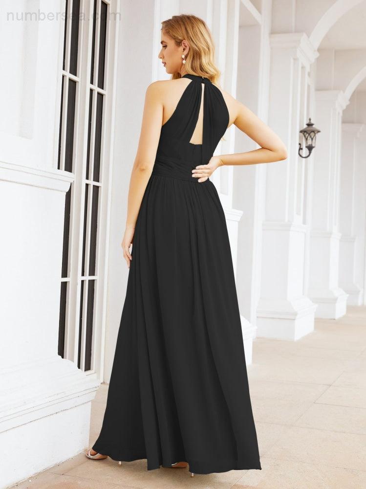 Numbersea Halter Sleeveless Bridesmaid Dresses Long for Party Wedding Evening 28054-numbersea