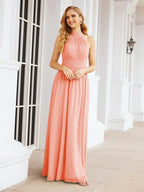 Numbersea Halter Sleeveless Bridesmaid Dresses Long for Party Wedding Evening 28054-numbersea