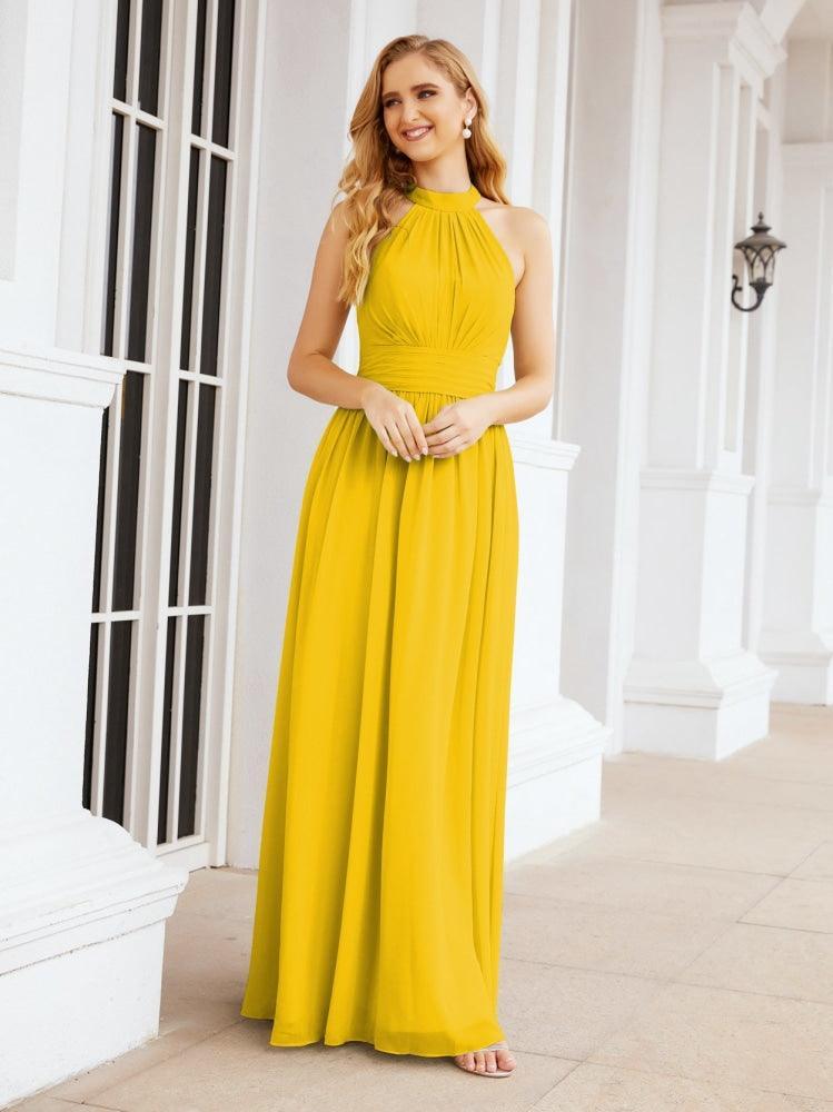 Numbersea Halter Sleeveless Bridesmaid Dresses Long for Party Wedding Evening 28054-numbersea