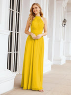 Numbersea Halter Sleeveless Bridesmaid Dresses Long for Party Wedding Evening 28054-numbersea