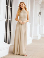 Numbersea Halter Sleeveless Bridesmaid Dresses Long for Party Wedding Evening 28054-numbersea