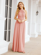 Numbersea Halter Sleeveless Bridesmaid Dresses Long for Party Wedding Evening 28054-numbersea