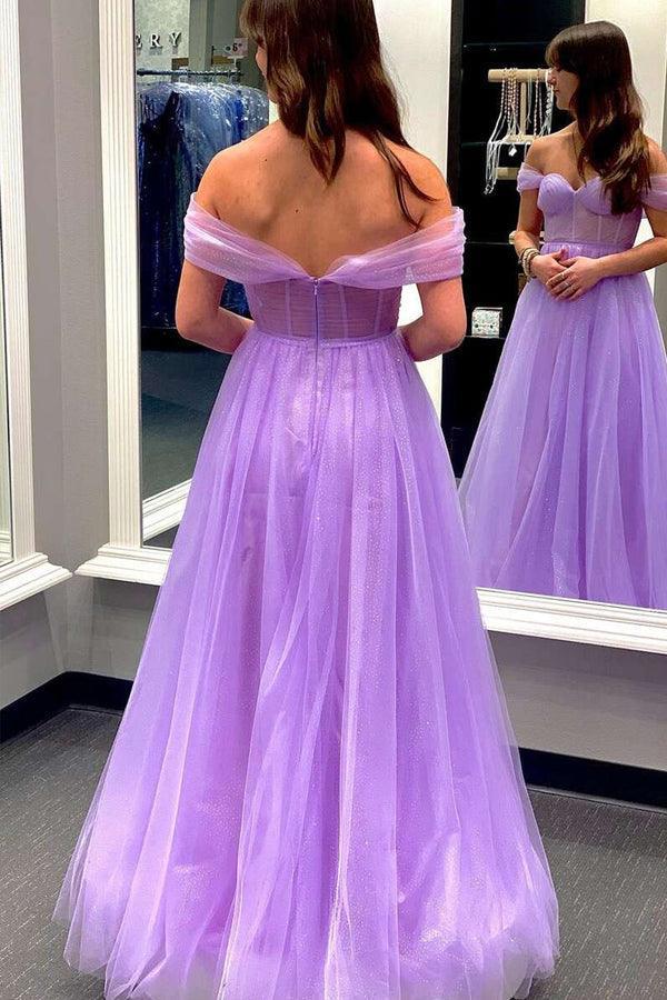 Gelbes schulterfreies Bustier-A-Linien-Tüll-Abendkleid, formelles Kleid