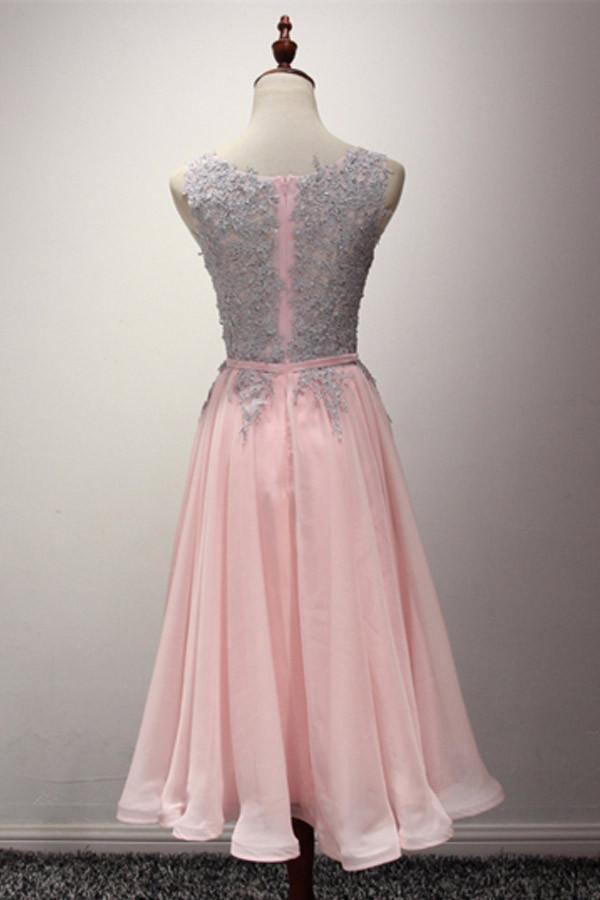 A-Linie Applikationen Bänder U-Ausschnitt Knielanges Homecoming-Kleid