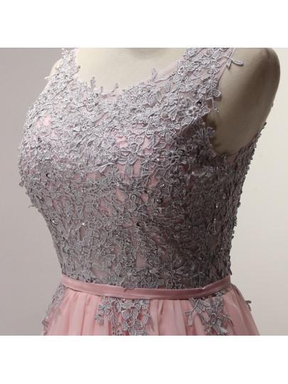 A-Linie Applikationen Bänder U-Ausschnitt Knielanges Homecoming-Kleid