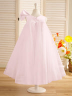 NumberSea - A - line Big Bow Tulle Tea - length Toddler Flower Girl Dress