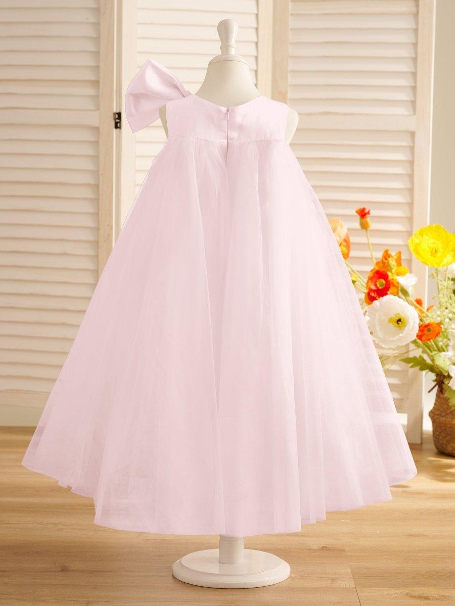 NumberSea - A - line Big Bow Tulle Tea - length Toddler Flower Girl Dress