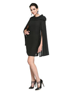 NumberSea - A - Line Black Dress Holiday Homecoming Short / Mini Sleeveless Jewel Neck Fall Wedding Guest Chiffon with Pleats