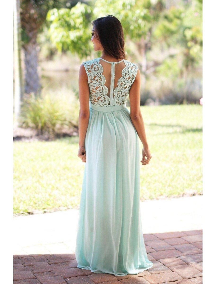 NumberSea - A - Line Bridesmaid Dress Jewel Neck Sleeveless Elegant Floor Length Chiffon / Lace with Sash / Ribbon / Pleats