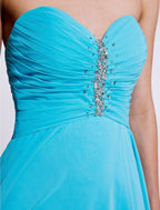 NumberSea - A - Line Bridesmaid Dress Sweetheart Sleeveless Open Back Asymmetrical Chiffon with Ruched / Beading