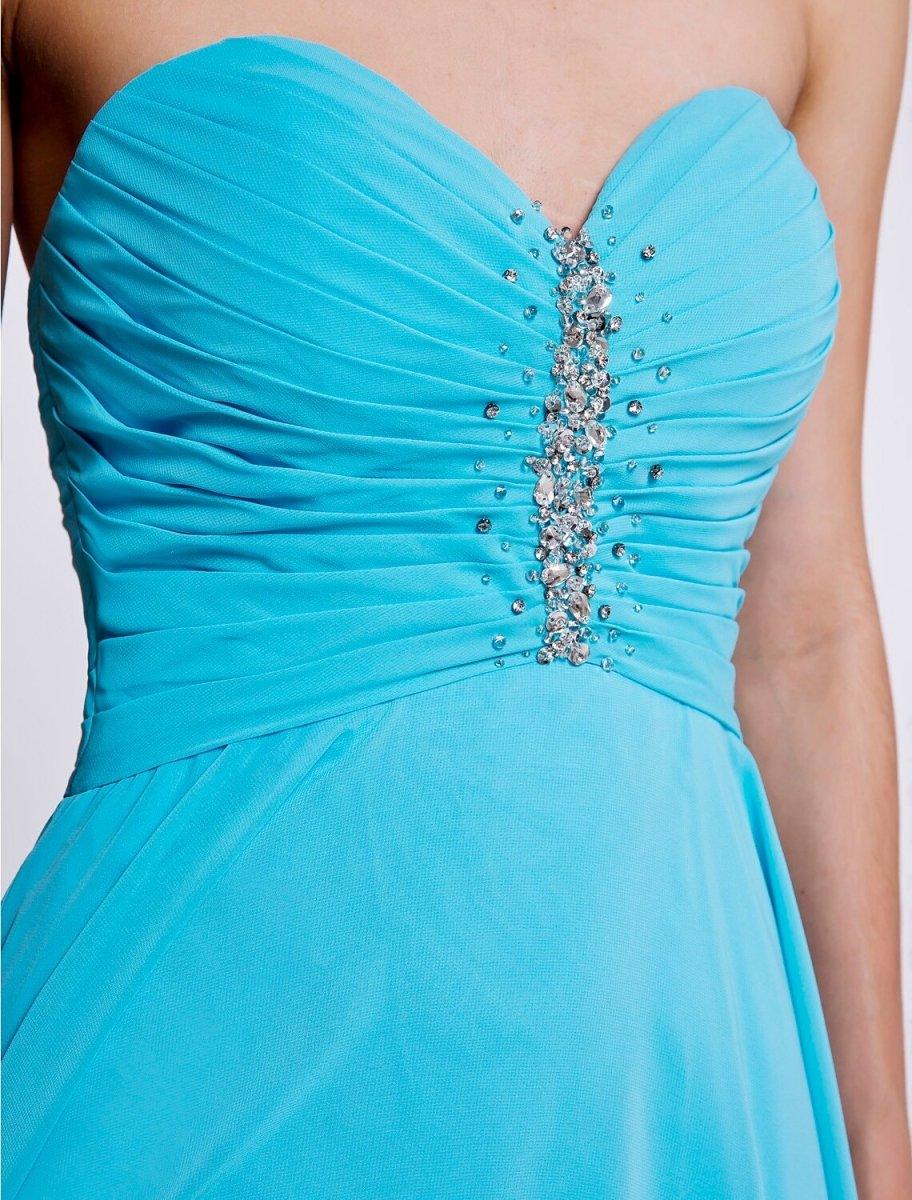 NumberSea - A - Line Bridesmaid Dress Sweetheart Sleeveless Open Back Asymmetrical Chiffon with Ruched / Beading