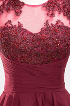 Vestidos de dama de honor de gasa con apliques, joya, sin mangas, hasta la rodilla, con volantes