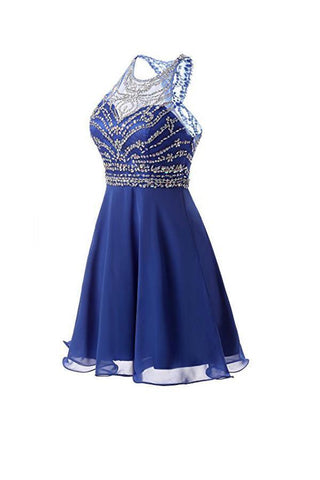 A-Linie Chiffon Blau Homecoming Kleider Kurze Ballkleider