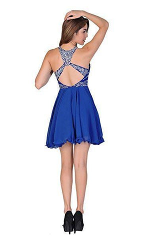 A-Linie Chiffon Blau Homecoming Kleider Kurze Ballkleider