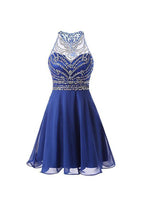 A-Linie Chiffon Blau Homecoming Kleider Kurze Ballkleider