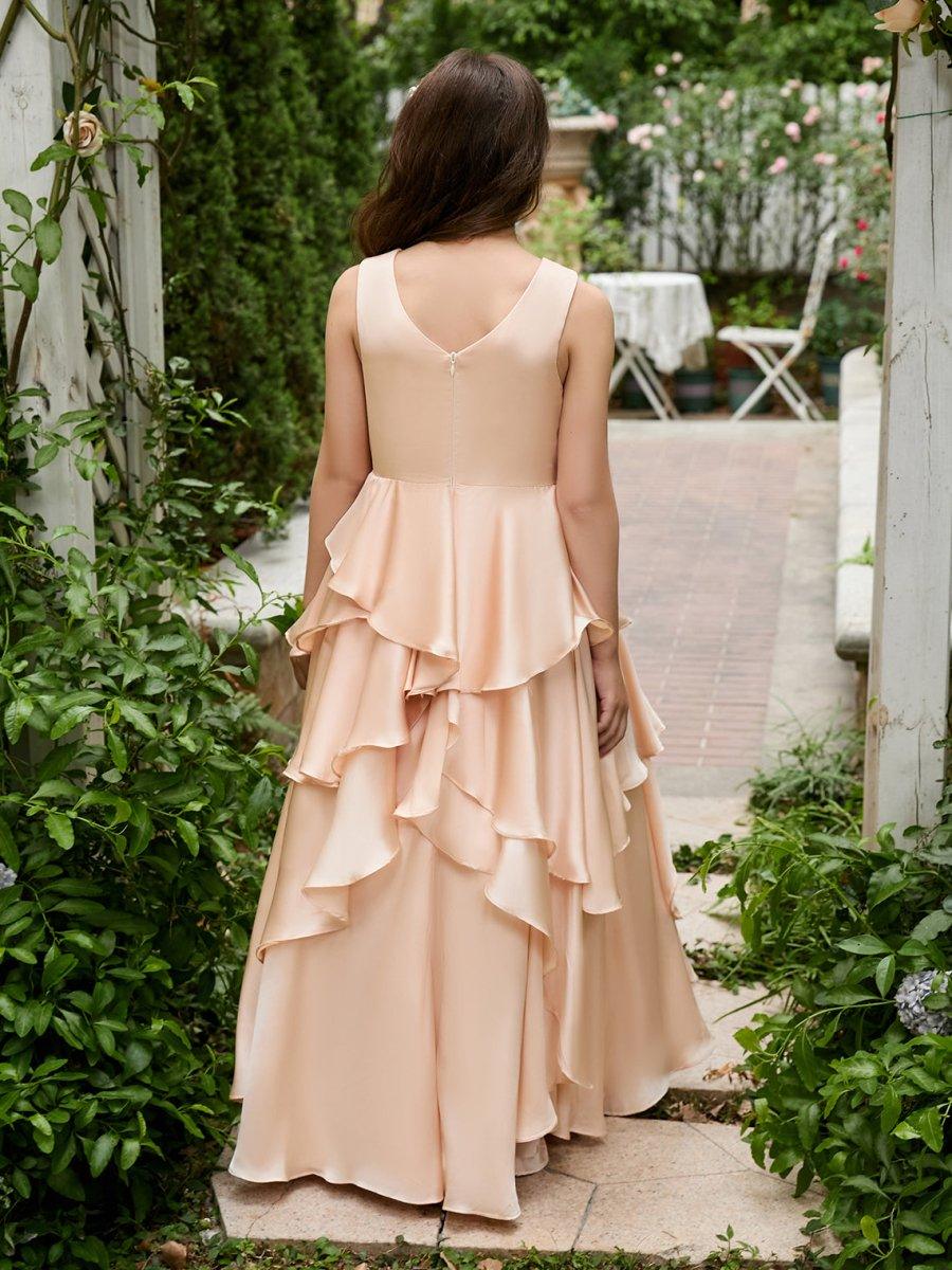 light peach long dress KOH KOH Long V-Neck Flowy Cap Short Sleeve V-Neck Bridesmaid Wedding Guest Party Formal Summer Sundress Tall Gown Maxi Dress Dresses For Women Light Pink Peach XXX-Large US 22-24 NT074