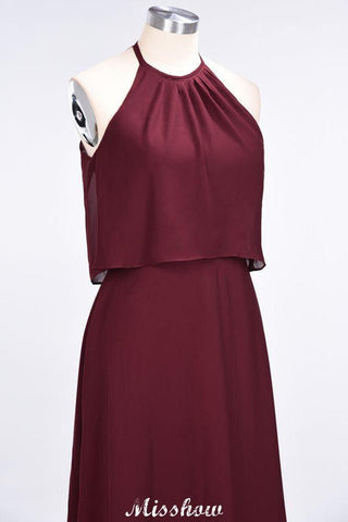 A-Line Chiffon Jewel Sleeveless Bridesmaid Dress Floor-Length Formal Event Dress