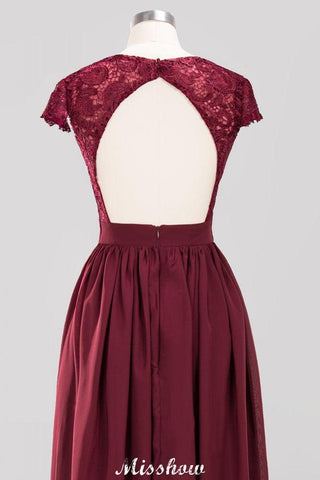 A-Linie Chiffon Spitze V-Ausschnitt Ärmellos Bodenlang Brautjungfernkleider mit Rüschen