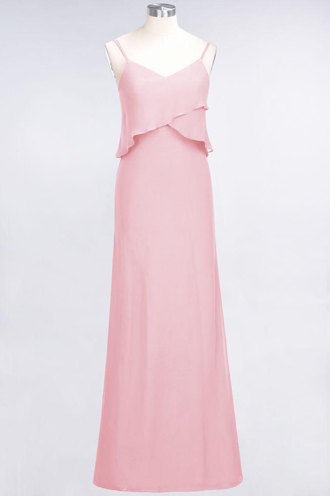 A-Line Chiffon Spaghetti V-Neck Bridesmaid Dress Sleeveless Maid of Honor Dress