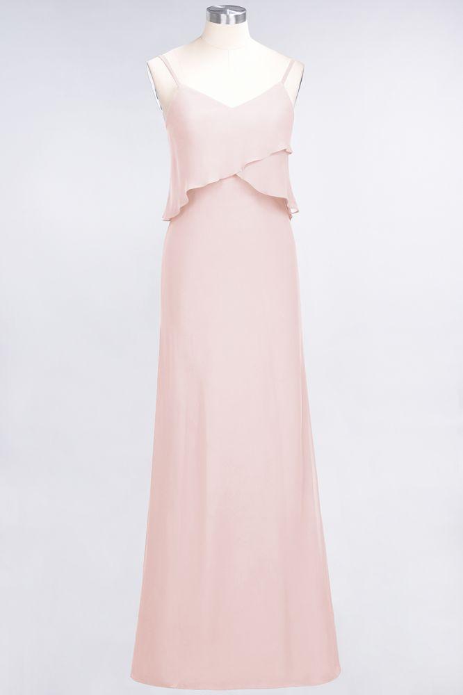 A-Line Chiffon Spaghetti V-Neck Bridesmaid Dress Sleeveless Maid of Honor Dress