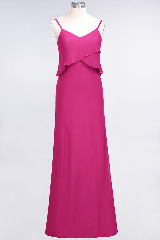 A-Line Chiffon Spaghetti V-Neck Bridesmaid Dress Sleeveless Maid of Honor Dress