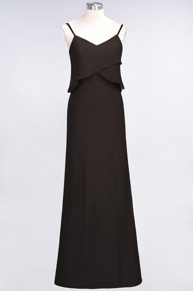 A-Line Chiffon Spaghetti V-Neck Bridesmaid Dress Sleeveless Maid of Honor Dress