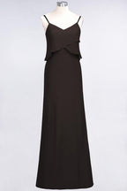 A-Line Chiffon Spaghetti V-Neck Bridesmaid Dress Sleeveless Maid of Honor Dress