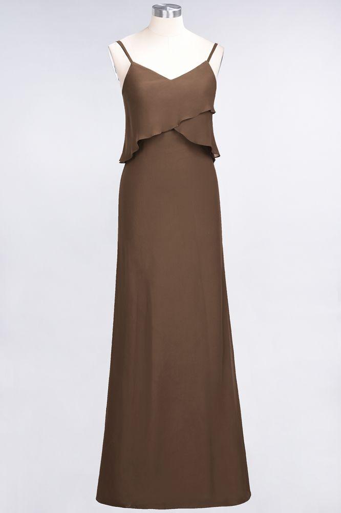 A-Line Chiffon Spaghetti V-Neck Bridesmaid Dress Sleeveless Maid of Honor Dress