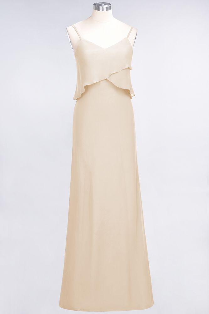 A-Line Chiffon Spaghetti V-Neck Bridesmaid Dress Sleeveless Maid of Honor Dress