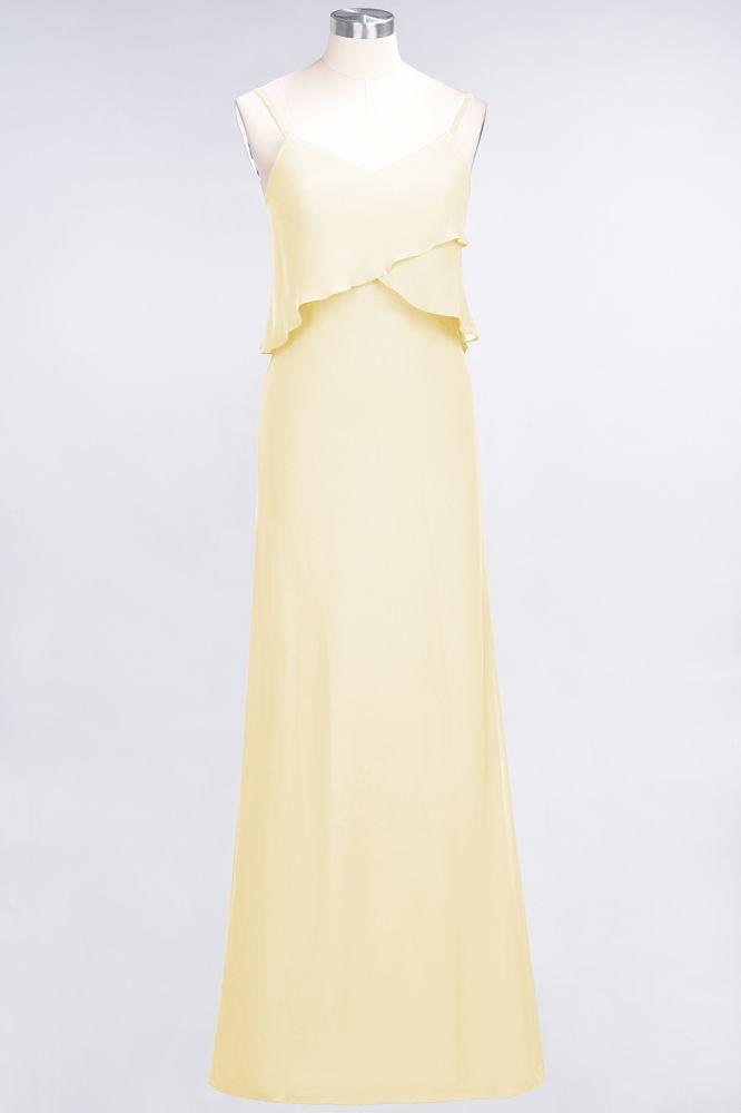 A-Line Chiffon Spaghetti V-Neck Bridesmaid Dress Sleeveless Maid of Honor Dress