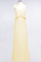 A-Line Chiffon Spaghetti V-Neck Bridesmaid Dress Sleeveless Maid of Honor Dress