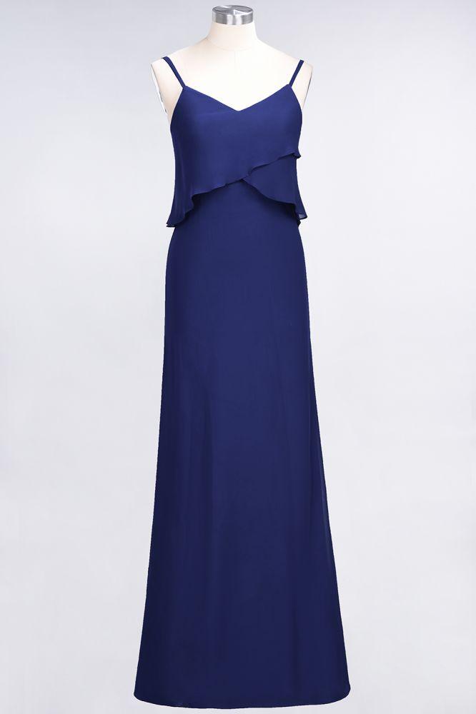 A-Line Chiffon Spaghetti V-Neck Bridesmaid Dress Sleeveless Maid of Honor Dress