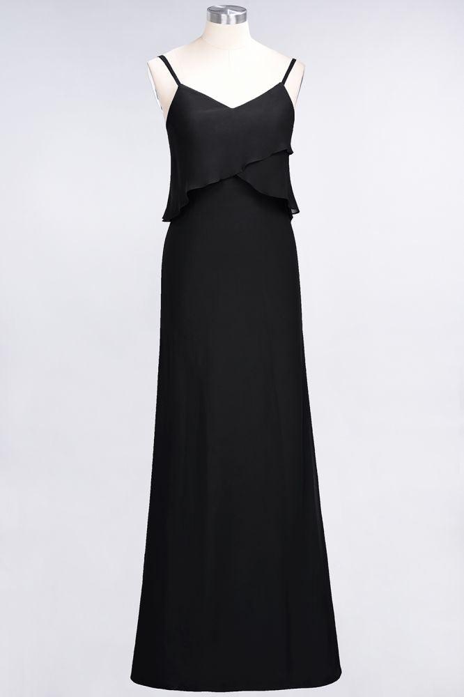 A-Line Chiffon Spaghetti V-Neck Bridesmaid Dress Sleeveless Maid of Honor Dress