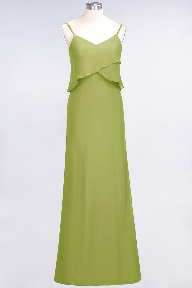 A-Line Chiffon Spaghetti V-Neck Bridesmaid Dress Sleeveless Maid of Honor Dress